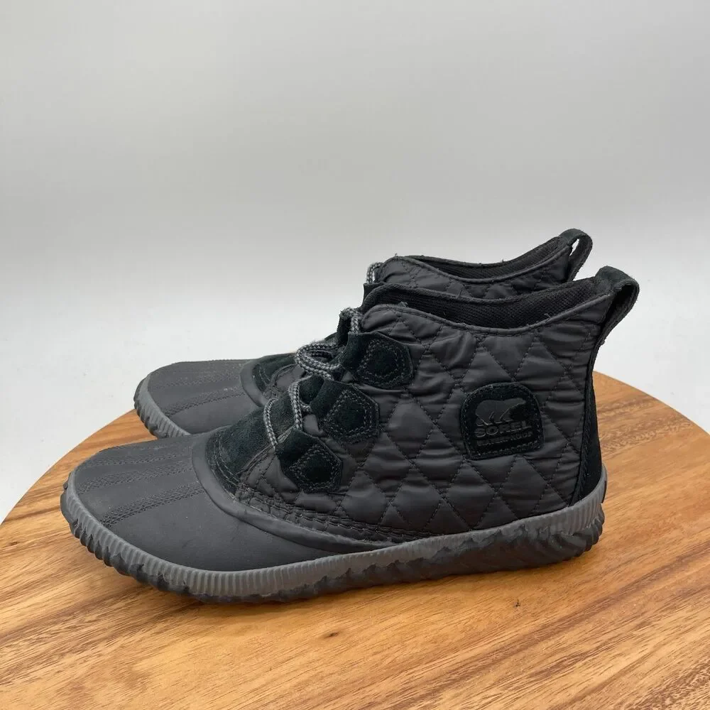 Sorel Out N About Plus Shoes Womens Size 11 Black Waterproof Quilted Casual